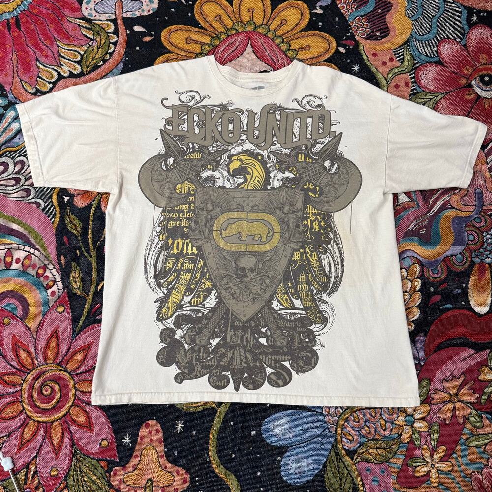 Y2k Ecko Unltd Eagle Skull Graphic Print T-Shirt Grunge Skater Streetwear XL